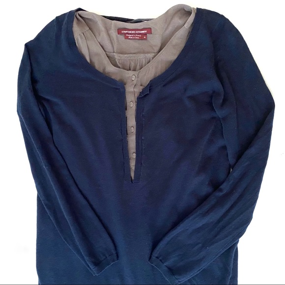 Comptoir des Cotonniers Attached Button Front Tank and Deep V Sweater Dress, S - Picture 4 of 7